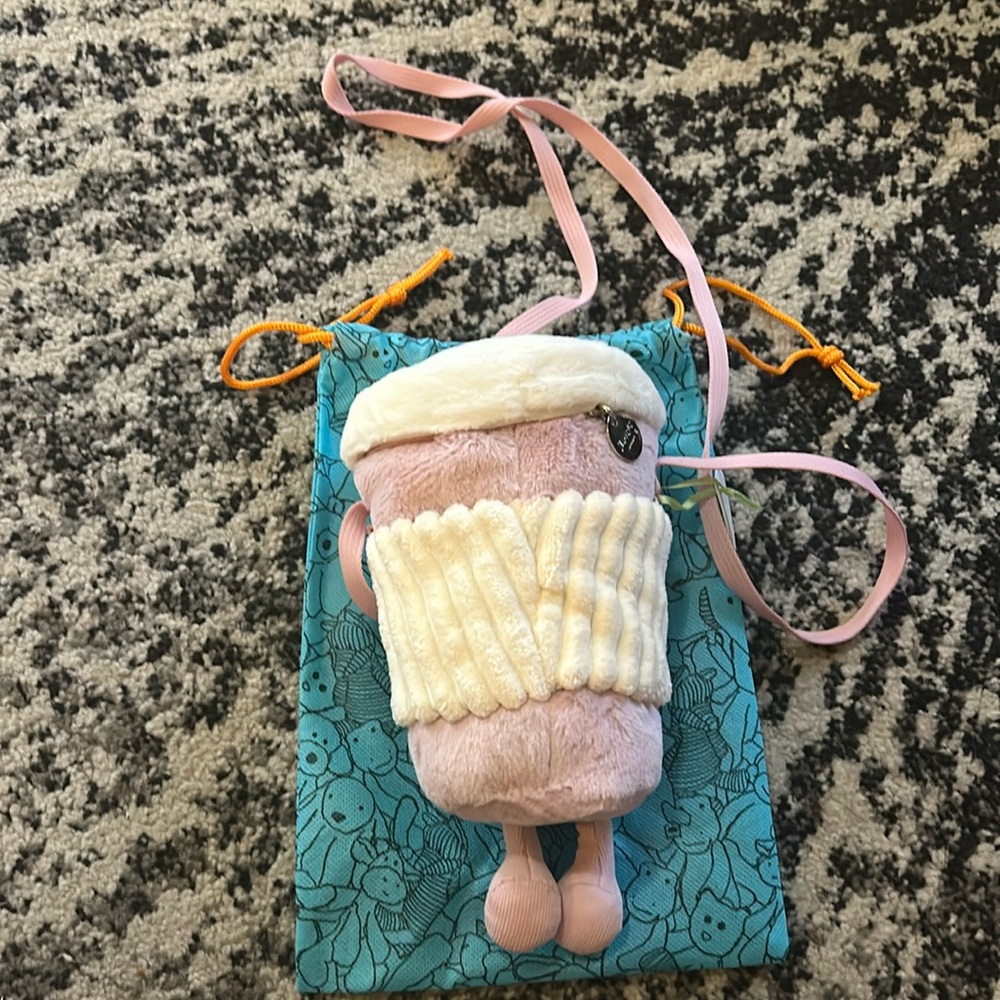 JELLYCAT Amuseable coffee-to-go woven bag 22cm pink - Picture 2 of 3